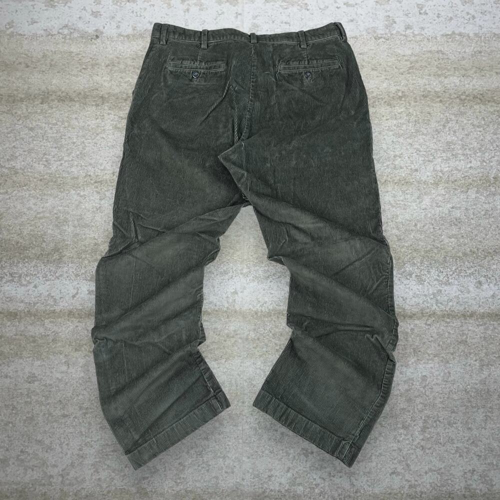 Vintage Y2K LL Bean Corduroy Pants 38x32 Relaxed Fit Moss Green Flat Front